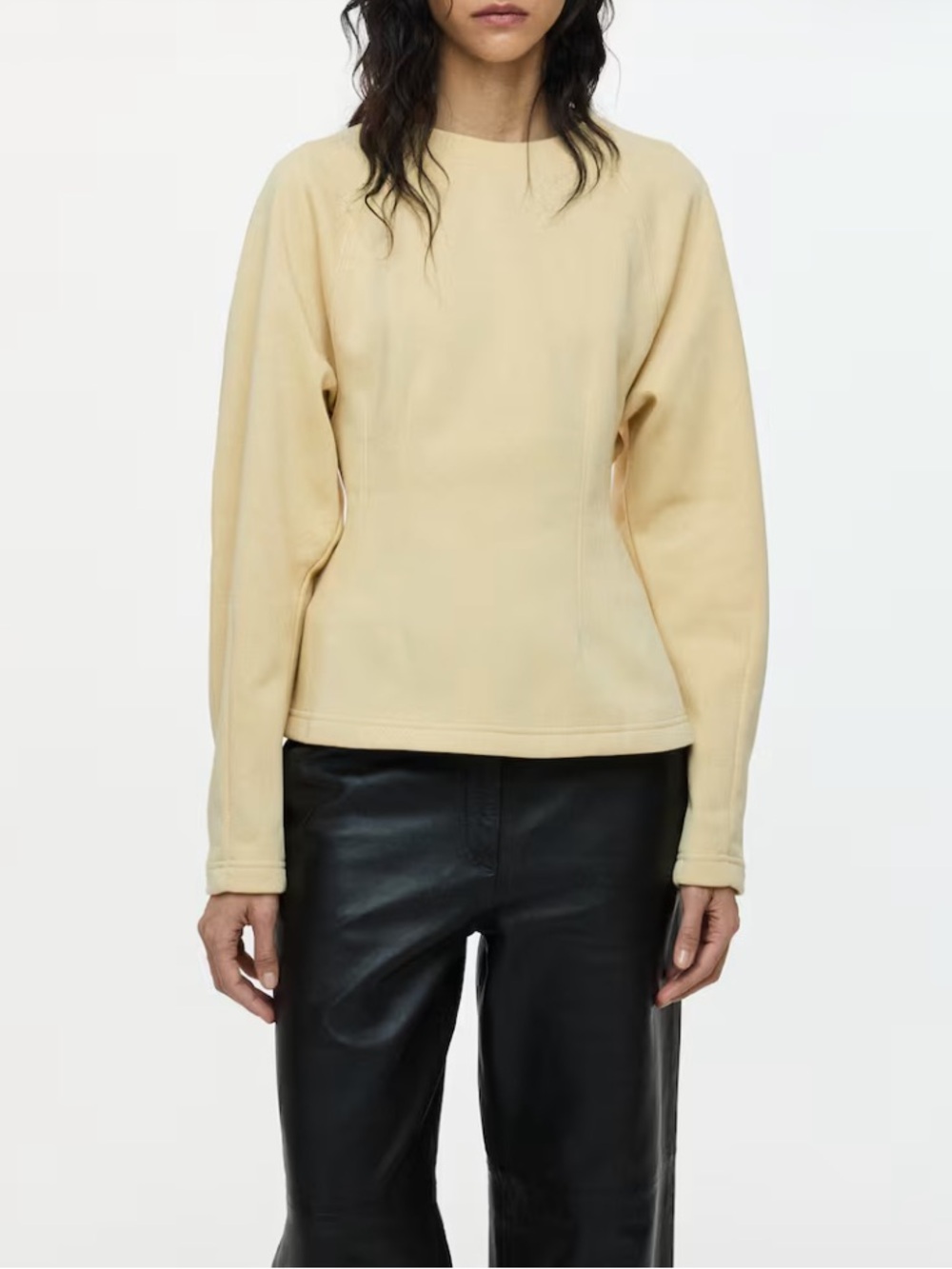 H&M Cream Long-Sleeve Crewneck Sweatshirt